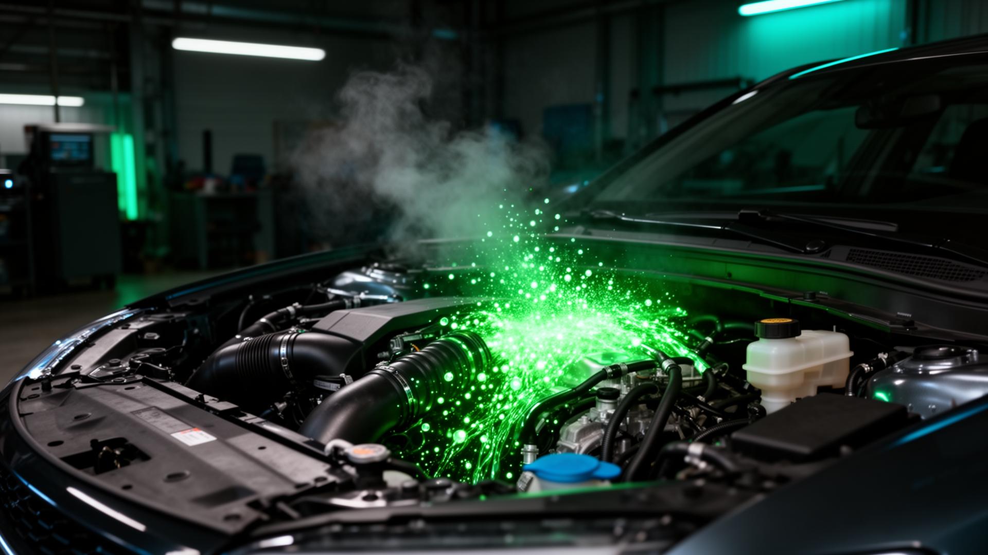 Motor siendo tratado con tecnología de hidrógeno